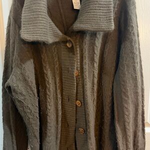 Carole Little Cozy Brown Cardigan Made From Angora Rabbit Hair, Lamb’s Wool